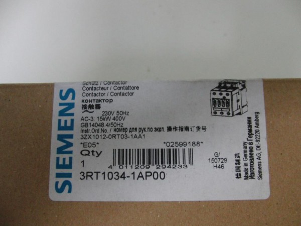 Siemens Leistungsschütz 3RT1034-1AP00
